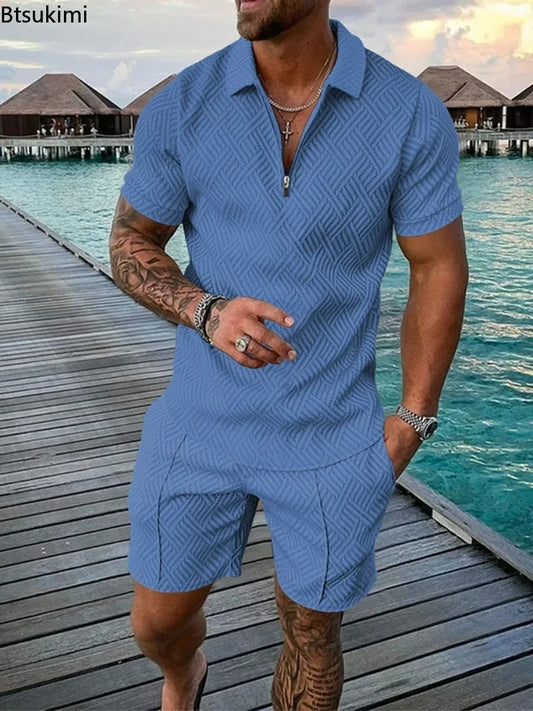 New 2024 Men's Polo Suit Fashion Men Sets