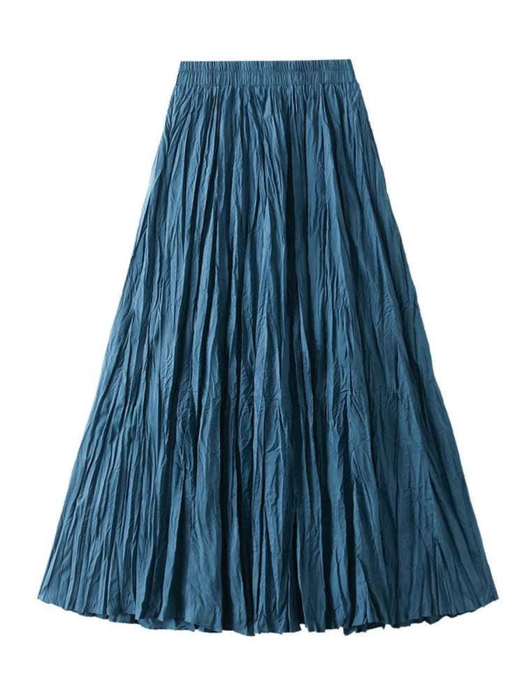 Simple Luxury Multi Solid Colors Pleated Skirt