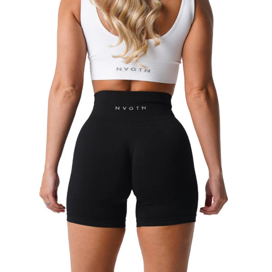 Spandex Solid Seamless Shorts Women