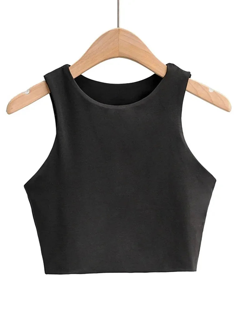 Women Sexy Slim Tops O-neck Sleeveless