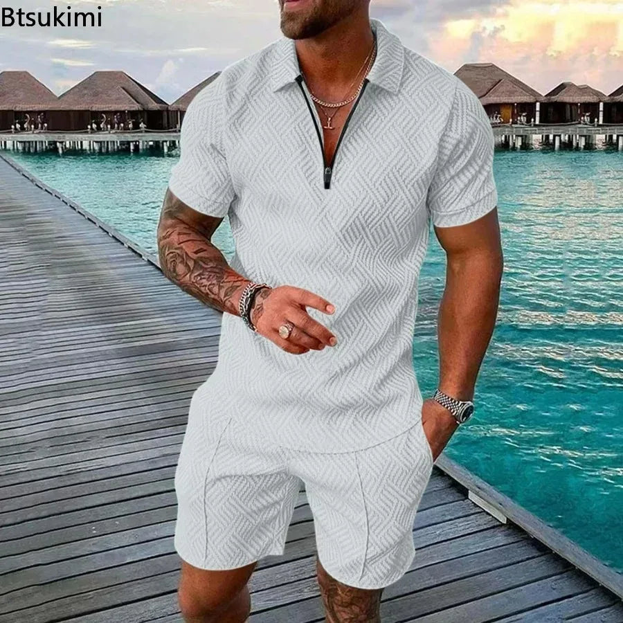 New 2024 Men's Polo Suit Fashion Men Sets