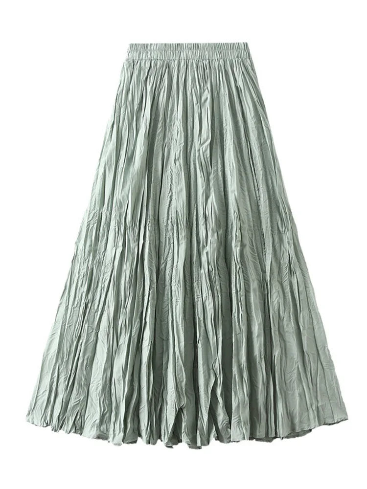 Simple Luxury Multi Solid Colors Pleated Skirt