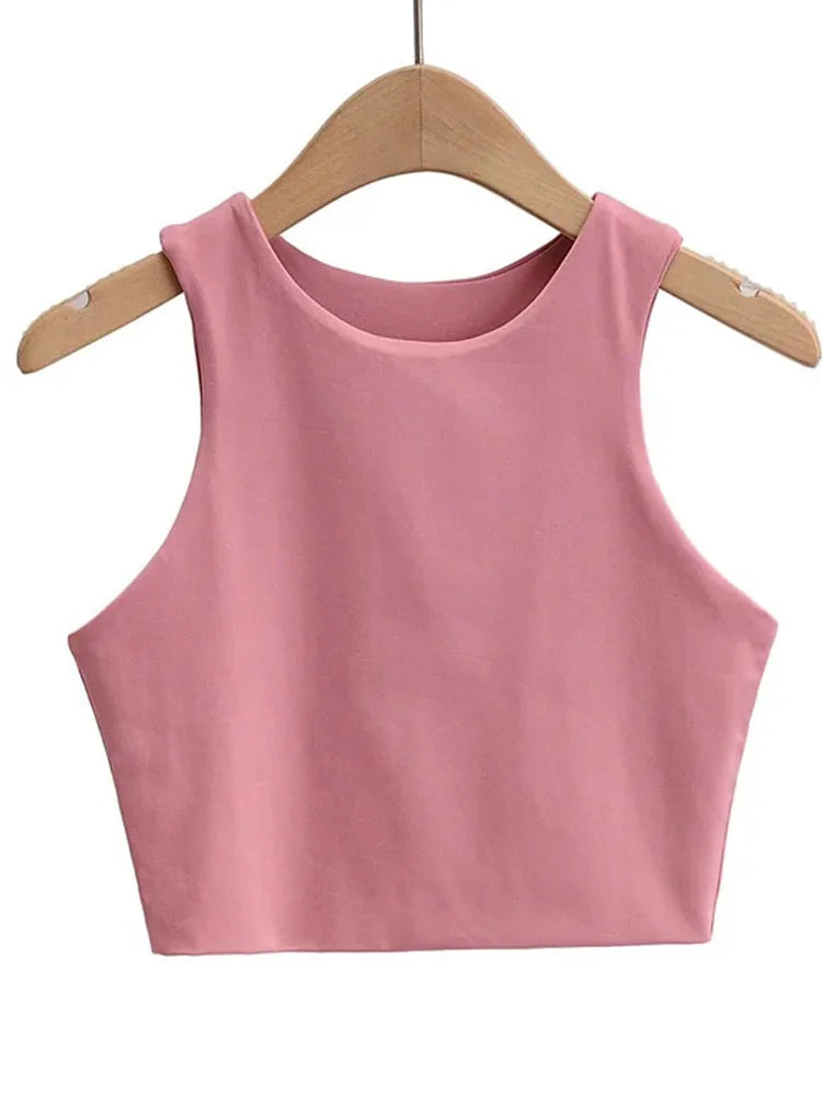 Women Sexy Slim Tops O-neck Sleeveless